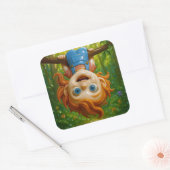 Cute Forest Kid Coaster スクエアシール (封筒)