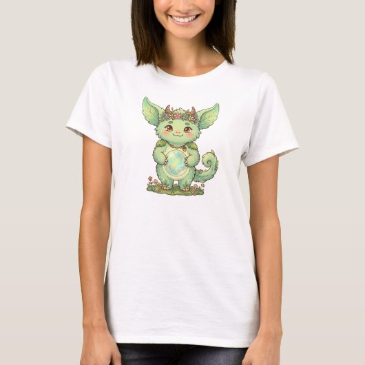 Cute Forest Sprite Fantasy Creature Illustration Tシャツ (正面)