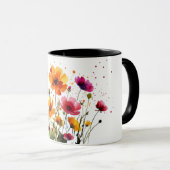 Cute forest wildlife and spring flowers coffee mug マグカップ (正面右)