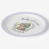 Cute Forest Woodland Flowers Baby Shower Paper Pla ペーパープレート (アングル)