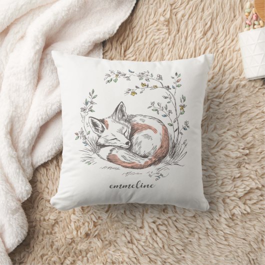 Cute Forest Woodland Fox Personalized クッション (ブランケット)