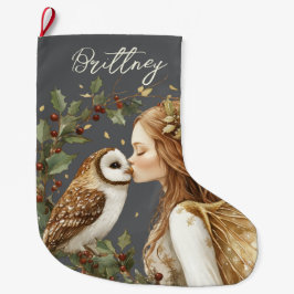 Cute Forestcore Christmas Fairy ラージクリスマスストッキング