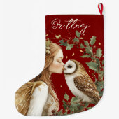 Cute Forestcore Christmas Fairy ラージクリスマスストッキング (裏面)