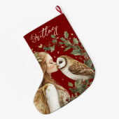Cute Forestcore Christmas Fairy ラージクリスマスストッキング (裏面 (吊り時))