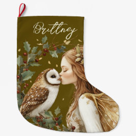 Cute Forestcore Christmas Fairy ラージクリスマスストッキング