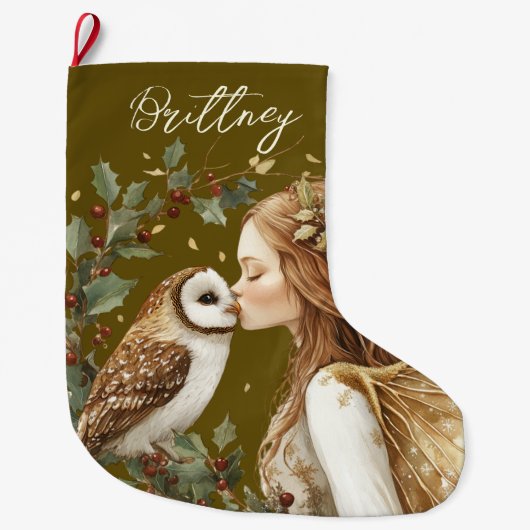 Cute Forestcore Christmas Fairy ラージクリスマスストッキング (正面)