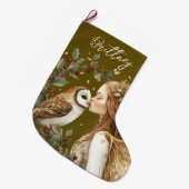 Cute Forestcore Christmas Fairy ラージクリスマスストッキング (正面 (吊り時))