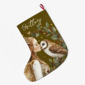 Cute Forestcore Christmas Fairy ラージクリスマスストッキング (裏面 (吊り時))