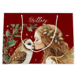 Cute Forestcore Christmas Fairy ラージペーパーバッグ