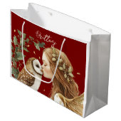 Cute Forestcore Christmas Fairy ラージペーパーバッグ (正面アングル)