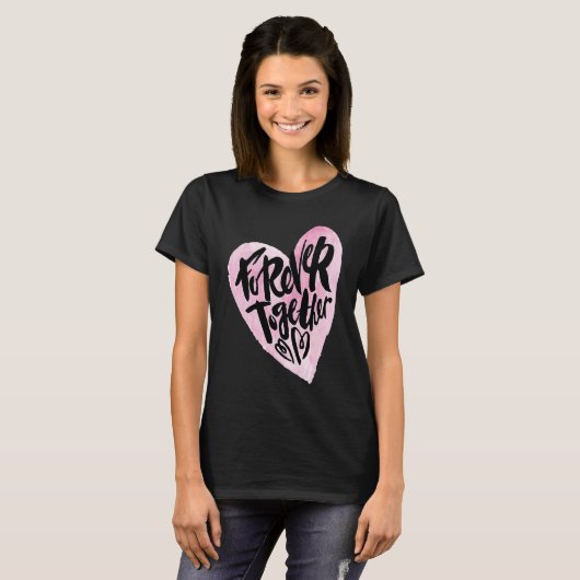 Cute Forever Together Graffiti Valentine`s Day Lov Tシャツ (正面フル)