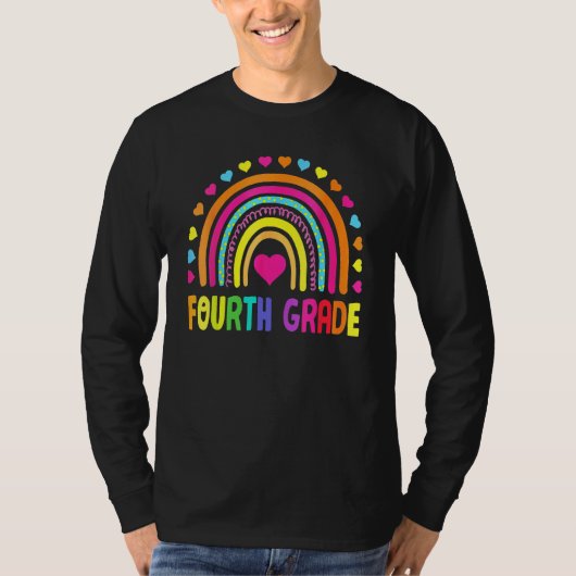 Cute Fourth Grade Rainbow Girls Kids Teacher Team  Tシャツ (正面)