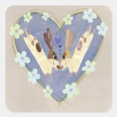 Cute Fox and Cardinal Winter Sticker スクエアシール (正面)