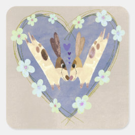 Cute Fox and Cardinal Winter Sticker スクエアシール