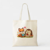 Cute Fox and Hedgehog Tote Bag – Adorable Woodland トートバッグ (裏面)