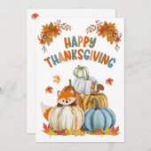 Cute Fox and Retro Pumpkins Happy Thanksgiving  Ho シーズンカード (正面/裏面)