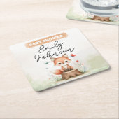 Cute fox baby shower  スクエアペーパーコースター (アングル)