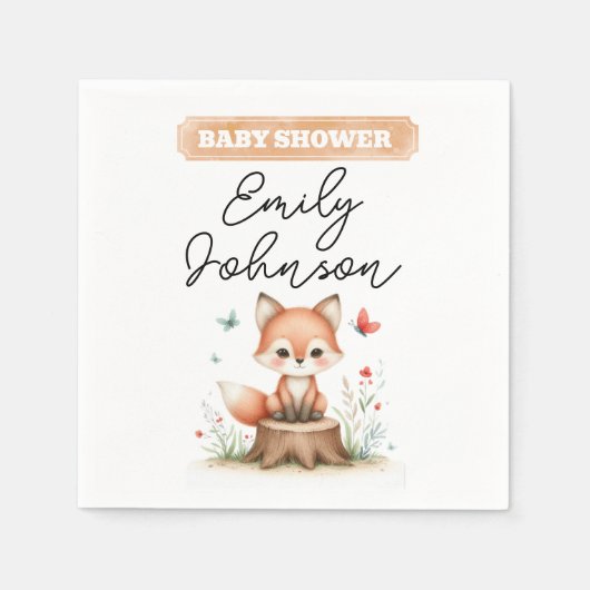 Cute fox baby shower  スタンダードカクテルナプキン (正面)
