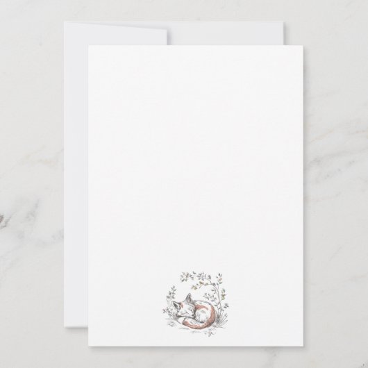 Cute Fox Baby Shower 招待状 (裏面)