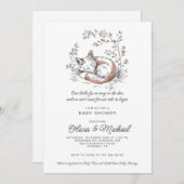 Cute Fox Baby Shower 招待状 (正面/裏面)