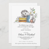 Cute Fox Baby Shower 招待状 (正面/裏面)