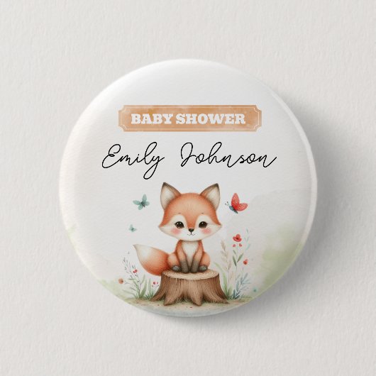 Cute fox baby shower  缶バッジ (正面)