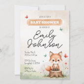 Cute fox baby shower invitation  招待状 (正面)
