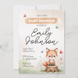 Cute fox baby shower invitation  招待状