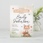 Cute fox baby shower invitation  招待状 (スタンド正面)