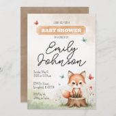 Cute fox baby shower invitation  招待状 (正面/裏面)
