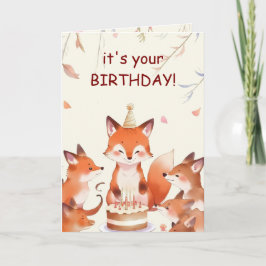 Cute Fox Birthday Card for Kids カード