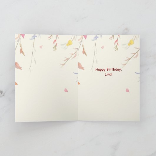 Cute Fox Birthday Card for Kids カード (内部)
