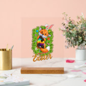 Cute Fox Bunny Ears Happy Easter Fox with Easter E アクリルサイン (ウェディング)