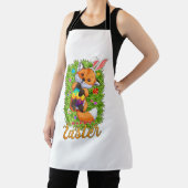 Cute Fox Bunny Ears Happy Easter Fox with Easter E エプロン (インサイチュ)