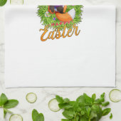 Cute Fox Bunny Ears Happy Easter Fox with Easter E キッチンタオル (折り畳み)