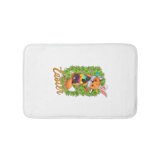 Cute Fox Bunny Ears Happy Easter Fox with Easter E バスマット (正面)