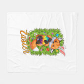 Cute Fox Bunny Ears Happy Easter Fox with Easter E フリースブランケット (正面(横))