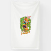 Cute Fox Bunny Ears Happy Easter Fox with Easter E 横断幕 (縦)