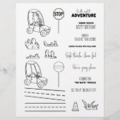 Cute Fox Car Coloring Scrapbook Paper (正面)