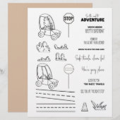 Cute Fox Car Coloring Scrapbook Paper (正面/裏面)