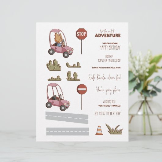 Cute Fox Car Scene Creator Scrapbook Craft Paper (スタンド正面)