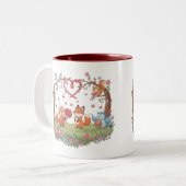 Cute Fox Couple Love Heart Mug ツートーンマグカップ (正面左)