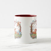 Cute Fox Couple Love Heart Mug ツートーンマグカップ (中央)