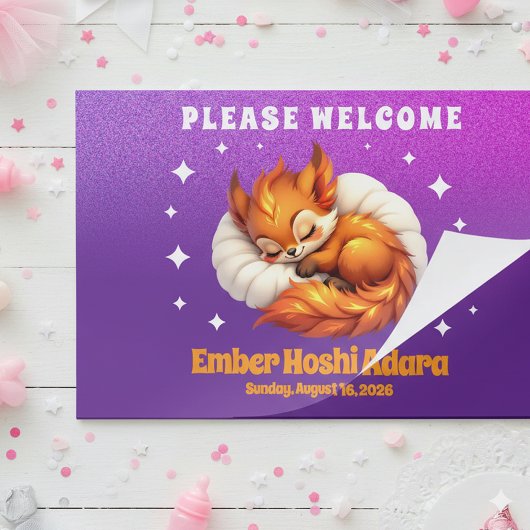 Cute Fox Cub Asleep in Starry Night Sky ペーパーパッド