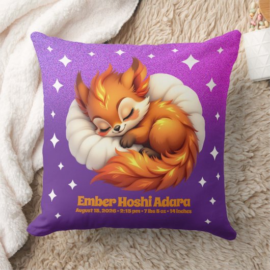 Cute Fox Cub Asleep in Starry Night Sky Natal クッション (ブランケット)