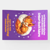 Cute Fox Cub Asleep in Starry Sky Baby Welcome 横断幕 (横)