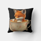 Cute fox drinking tea クッション (裏面)