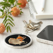 Cute Fox Drinking Tea on Groomsmen Gift キーホルダー (側面)