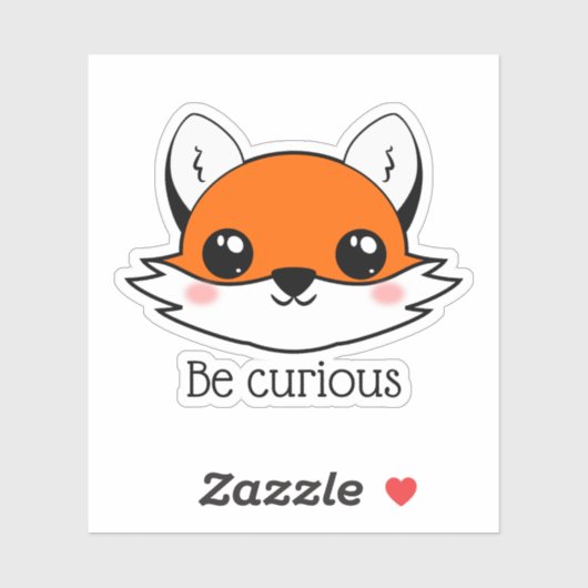 Cute Fox Face Be Curious シール (シート)
