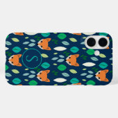 Cute Fox Face Forest Leaf Pattern Monogram Case-Mate iPhoneケース (裏面 (横))